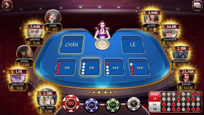 Bàn cược trong game xóc đĩa 3D